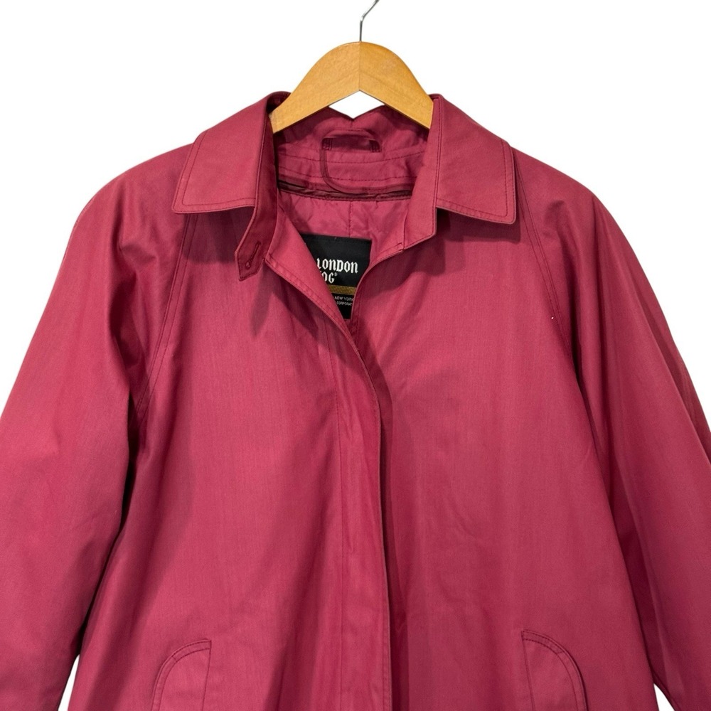 Vintage London Fog Women's 8P Burgundy Trench Coat 3M Thinsulate Lined Raincoat - Picture 4 of 10